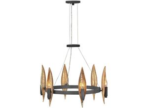 4255596735683 - Licht-erlebnisse - Kronleuchter Metall E14 d 61 cm h max 3169 cm in Karbon Schwarz Gold rund Modern 4255596735683 - Licht-erlebnisse - Kronleuchter Metall E14 d 61 cm h max 3169 cm in Karbon Schwarz Gold rund Modern