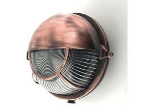 4255596736895 - Licht-erlebnisse - Außenwandleuchte Glas Messing massiv E27 IP64 rund ø 175 cm in Kupfer antik Maritim Kellerleuchte