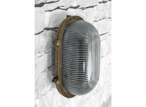 4255596737069 - Wandleuchte außen Messing Glas B 26 cm IP64 in verwittert E27 Maritim Ovalleuchte