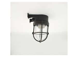 4255596737199 - Licht-erlebnisse - Außenwandlampe Messing massiv Glas E27 IP64 165 cm hoch Schwarz antik Maritim Außenwandleuchte