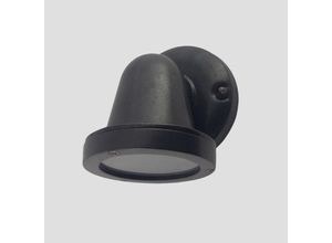 4255596737809 - Licht-erlebnisse - Außenleuchte Wand Echt-Messing Glas h 14 cm IP64 Schwarz antik GU10 Maritim Außenlampe