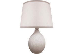 4255596741493 - Licht-erlebnisse - Nachttischlampe Keramik Stoff E14 305 cm hoch Grau Beige rund Modern Keramikleuchte