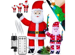 4255598302517 - KESSER® LED Weihnachtsmann Santa mit Fernbedienung - Mit 8 Modi Bunter Farbspiel- Timer 24H Weihnachtsfigur Beleuchtet Weihnachtsdekoration für Indoor & Outdoor IP44 Weihnachtsbeleuchtung