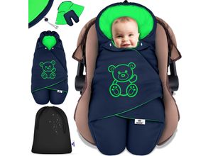 4255598305129 - KIDIZ® Baby Einschlagdecke Winter mit Kapuze +Tasche Babyeinschlagdecke Universal für Babyschale Autositz zB für Maxi-Cosi Römer für Buggy Babybett Kinderwagen & alle Gurtsysteme 3 & 5-Punkt Gurt