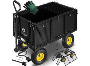 4255598305440 - KESSER® Bollerwagen 550kg belastbar Gartenwagen Transportwagen Gartenkarre herausnehmbare Plane Gerätewagen Handwagen vielseitig einsetzbar inkl Handschuhe