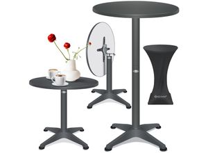 4255598307482 - KESSER® 2in1 Stehtisch klappbar Bistrotisch Aluminium Edelstahlplatte höhenverstellbar 70cm   115cm Partytisch Tisch In- & Outdoor Hochzeit Empfangstisch Klapptisch inklusive Regencover