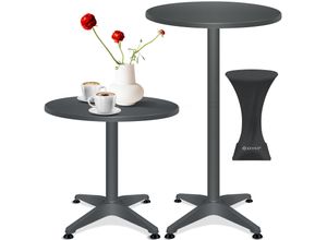 4255598307499 - KESSER® 2in1 Stehtisch Bistrotisch Aluminium Edelstahlplatte höhenverstellbar 70cm   115cm Partytisch Tisch In- & Outdoor Hochzeit Empfangstisch 4 Standfüße und Regencover