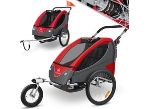 4255598307888 - KESSER® Cruiser Kinderanhänger Fahrradanhänger 360° Drehbar mit Federung 2in1 Joggerfunktion Kinderfahrradanhänger + 5-Punkt Gurt Jogger Fahrrad Anhänger für 1 bis 2 Kinder max 40kg