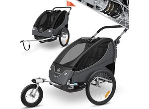 4255598307901 - KESSER® Cruiser Kinderanhänger Fahrradanhänger 360° Drehbar mit Federung 2in1 Joggerfunktion Kinderfahrradanhänger + 5-Punkt Gurt Jogger Fahrrad Anhänger für 1 bis 2 Kinder max 40kg