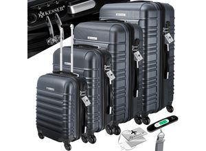 4255598308113 - KESSER® 4tlg Hartschalenkofferset Hartschalenkoffer Reisekoffer Set Reisekofferset Trolley Koffer Inkl Kofferwaage + Gepäckanhänger Rollkoffer Schloss 4 Rollen ABS-Hartschale Teleskopgriff S-M-L-XL