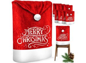4255598309073 - KESSER® Premium Weihnachtsstuhlüberzug Set Stuhlhussen für Weihnachten Nikolausmütze Stuhlbezug Husse Weihnachtsdeko für Stühle Überzieher - Stuhlabdeckung im weihnachtlichen Design