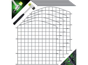 4255598310222 - KESSER® Teichzaun Gartenzaun Steckzaun Komplettset Metall Zaunelemente Inkl Hammer + Befestigungsstäben Zaun zum stecken für Garten Oberbogen Rund Gitterzaun Set Freigehege für Hunde