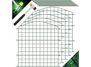 4255598310239 - KESSER® Teichzaun Gartenzaun Steckzaun Komplettset Metall Zaunelemente Inkl Hammer + Befestigungsstäben Zaun zum stecken für Garten Oberbogen Rund Gitterzaun Set Freigehege für Hunde