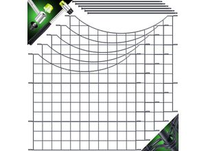 4255598310253 - KESSER® Teichzaun Gartenzaun Steckzaun Komplettset Metall Zaunelemente Inkl Hammer + Befestigungsstäben Zaun zum stecken für Garten Oberbogen Rund Gitterzaun Set Freigehege für Hunde