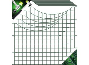 4255598310260 - KESSER® Teichzaun Gartenzaun Steckzaun Komplettset Metall Zaunelemente Inkl Hammer + Befestigungsstäben Zaun zum stecken für Garten Oberbogen Rund Gitterzaun Set Freigehege für Hunde