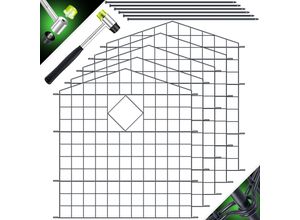 4255598310284 - KESSER® Teichzaun Gartenzaun Steckzaun Komplettset Metall Zaunelemente Inkl Hammer + Befestigungsstäben Zaun zum stecken für Garten Oberbogen Rund Gitterzaun Set Freigehege für Hunde