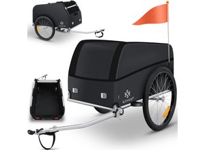 4255598310574 - KESSER® Fahrradanhänger Lastenanhänger Transportanhänger Hochdeichsel mit Kupplung Inkl Abdeckung Klappfunktion Hochdeichsel Anhänge für Fahrrad Transportbox mit 120 Liter Max 40 kg