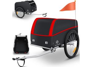 4255598310604 - KESSER® Fahrradanhänger Lastenanhänger Transportanhänger Hochdeichsel mit Kupplung Inkl Abdeckung Klappfunktion Hochdeichsel Anhänge für Fahrrad Transportbox mit 120 Liter Max 40 kg