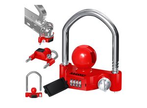 4255598310635 - MASKO® Anhängerschloss Zahlenschloss mit 4 Stellig Code für gängige Anhängerkupplung Anhängerkugelsperrkupplung einfache Montage Diebstahlschutz Wohnwagen Anhänger Abschleppsperre Stahlbügel