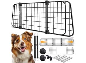 4255598312035 - LovPet® Hundegitter Auto Autoschutzgitter Trenngitter Universal verstellbare Breite Kopfstütze Kofferraum Autogitter Maße HxB 30 x 91-153 cm Kofferraumgitter+ 2x Sicherheitsgurt für Hunde