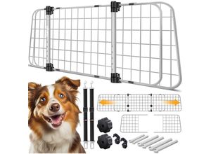 4255598312042 - LovPet® Hundegitter Auto Autoschutzgitter Trenngitter Universal verstellbare Breite Kopfstütze Kofferraum Autogitter Maße HxB 30 x 91-153 cm Kofferraumgitter+ 2x Sicherheitsgurt für Hunde