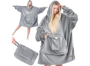 4255598312264 - KESSER® Hoodie Decke Kuscheldecke mit Ärmeln Deckenpullover Vielseitig Tragbare Decke zum Anziehen für Damen & Herren Sweatshirt Warm Kuschelpullover Erwachsene weich Ärmeldecke Oversize