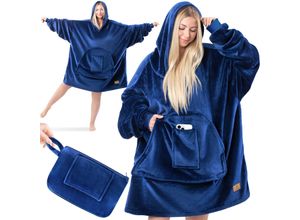 4255598312271 - KESSER® Hoodie Decke Kuscheldecke mit Ärmeln Deckenpullover Vielseitig Tragbare Decke zum Anziehen für Damen & Herren Sweatshirt Warm Kuschelpullover Erwachsene weich Ärmeldecke Oversize