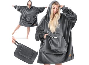 4255598312288 - KESSER® Hoodie Decke Kuscheldecke mit Ärmeln Deckenpullover Vielseitig Tragbare Decke zum Anziehen für Damen & Herren Sweatshirt Warm Kuschelpullover Erwachsene weich Ärmeldecke Oversize