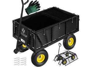 4255598314282 - KESSER® Gartenwagen Bollerwagen Transportwagen 700kg belastbar Gartenkarre inkl herausnehmbare Plane Luftreifen Gerätewagen Handwagen vielseitig einsetzbar inkl Handschuhe + Ablage