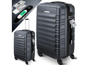 4255598315043 - KESSER® Reisekoffer Hartschalen-Koffer Inkl Kofferwaage + Gepäckanhänger Trolley Gepäck Rollkoffer Zahlenschloss 4 Rollen ABS-Hartschale Teleskopgriff