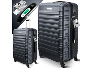 4255598315074 - KESSER® Reisekoffer Hartschalen-Koffer Inkl Kofferwaage + Gepäckanhänger Trolley Gepäck Rollkoffer Zahlenschloss 4 Rollen ABS-Hartschale Teleskopgriff