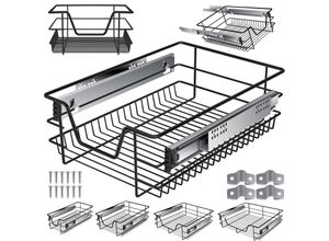 4255598315173 - KESSER® Teleskopschublade Küchenschublade Küchenschrank Korbauszug Schrankauszug Vollauszug Schublade 1x 40cm - Schwarz - Schwarz
