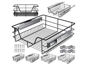 4255598315180 - KESSER® Teleskopschublade Küchenschublade Küchenschrank Korbauszug Schrankauszug Vollauszug Schublade 1x 50cm - Schwarz - Schwarz