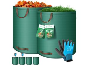 4255598318594 - KESSER® Gartensack Set Laubsack Gartenabfallsack inkl Handschuhe - Selbststehend 4 Griffe Stabil Robust & Faltbar - Laubsäcke Rasenschnitt Gartensäcke für Gartenabfälle Grünschnitt