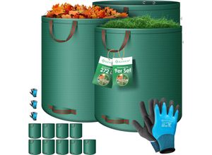 4255598318617 - KESSER® Gartensack Set Laubsack Gartenabfallsack inkl Handschuhe - Selbststehend 4 Griffe Stabil Robust & Faltbar - Laubsäcke Rasenschnitt Gartensäcke für Gartenabfälle Grünschnitt