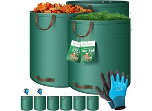 4255598318631 - KESSER® Gartensack Set Laubsack Gartenabfallsack inkl Handschuhe - Selbststehend 4 Griffe Stabil Robust & Faltbar - Laubsäcke Rasenschnitt Gartensäcke für Gartenabfälle Grünschnitt