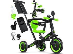 4255598322652 - KIDIZ® Laufrad 6in1 Dreirad Loopy Laufräder Lauffahrrad Kinderdreirad ab 1 bis 5 Jahre Lauflernhilfe belastbar bis 25Kg inkl Lenkstange Sicherheitsbügel Sicherheitsgurt Klingel & Spiegel