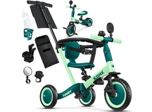 4255598322669 - KIDIZ® Laufrad 6in1 Dreirad Loopy Laufräder Lauffahrrad Kinderdreirad ab 1 bis 5 Jahre Lauflernhilfe belastbar bis 25Kg inkl Lenkstange Sicherheitsbügel Sicherheitsgurt Klingel & Spiegel