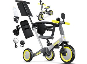 4255598322676 - KIDIZ® Laufrad 6in1 Dreirad Loopy Laufräder Lauffahrrad Kinderdreirad ab 1 bis 5 Jahre Lauflernhilfe belastbar bis 25Kg inkl Lenkstange Sicherheitsbügel Sicherheitsgurt Klingel & Spiegel