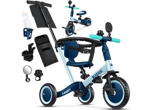 4255598322683 - KIDIZ® Laufrad 6in1 Dreirad Loopy Laufräder Lauffahrrad Kinderdreirad ab 1 bis 5 Jahre Lauflernhilfe belastbar bis 25Kg inkl Lenkstange Sicherheitsbügel Sicherheitsgurt Klingel & Spiegel