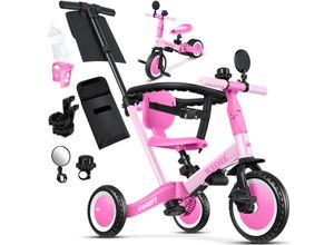 4255598322706 - KIDIZ® Laufrad 6in1 Dreirad Loopy Laufräder Lauffahrrad Kinderdreirad ab 1 bis 5 Jahre Lauflernhilfe belastbar bis 25Kg inkl Lenkstange Sicherheitsbügel Sicherheitsgurt Klingel & Spiegel