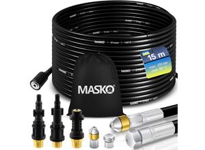 4255598323208 - MASKO® Premium Rohrreinigungsschlauch Set Abflussreiniger 200 bar inkl Tasche 3 Adapter 2 Düsen + rotierend kompatibel mit Kärcher k2-k7 LAVOR Hochdruckreiniger universal Rohrreinigungsset