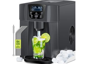 4255598323222 - KESSER® Eiswürfelbereiter Eiswürfelmaschine Edelstahl 100W Ice Maker 12 kg 24 h 2 Würfelgrößen Zubereitung in 6 min 2 Liter Wassertank Timer LCD-Display Wassertank