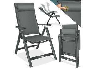 4255598323239 - KESSER® Gartenstuhl Hochlehner mit Armlehnen Aluminium Klappstuhl inkl Kopfkissen Campingstuhl 7-Fach Verstellbar Rückenlehne Atmungsaktiv & Wetterfest Klappbar & Anti-Rutsch