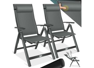 4255598323277 - KESSER® Gartenstuhl Hochlehner mit Armlehnen Aluminium Klappstuhl inkl Kopfkissen Campingstuhl 7-Fach Verstellbar Rückenlehne Atmungsaktiv & Wetterfest Klappbar & Anti-Rutsch