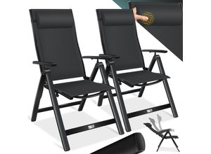 4255598323307 - KESSER® Gartenstuhl Hochlehner mit Armlehnen Aluminium Klappstuhl inkl Kopfkissen Campingstuhl 7-Fach Verstellbar Rückenlehne Atmungsaktiv & Wetterfest Klappbar & Anti-Rutsch