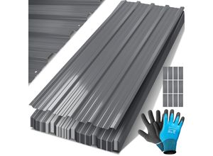 4255598323642 - KESSER® - 12 x Profilblech Trapezblech 129cm x 45cm = 7 m² -Dachblech für Gerätehaus  Dachplatten Verzinkter Stahl 025mm inkl Montagehandschuhe