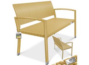 4255598323888 - KESSER® Gartenbank Polyrattan 2-Sitzer Wetterfest Rattan-Sitzbank UV-Beständig & bis 320kg belastbar Balkon-Bank 125x62x90cm Garten-Möbel mit ergonomischen Armlehnen Für 2 Personen