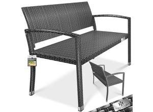 4255598323895 - KESSER® Gartenbank Polyrattan 2-Sitzer Wetterfest Rattan-Sitzbank UV-Beständig & bis 320kg belastbar Balkon-Bank 125x62x90cm Garten-Möbel mit ergonomischen Armlehnen Für 2 Personen