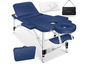 4255598324007 - KESSER® Mobile Massageliege klappbar & höhenverstellbar 3 Zonen Massagebett Massagetisch Kosmetikliege Breit Therapieliege Aluminium + 10x Gesichtsauflage mit Kopfstütze Armlehnen & Tasche